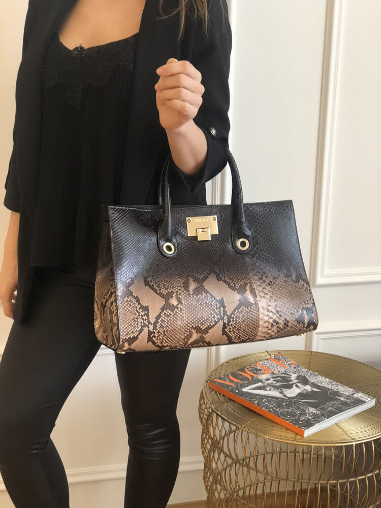 Jimmy Choo Riley Python Leather Tote with Strap www.luxurybags