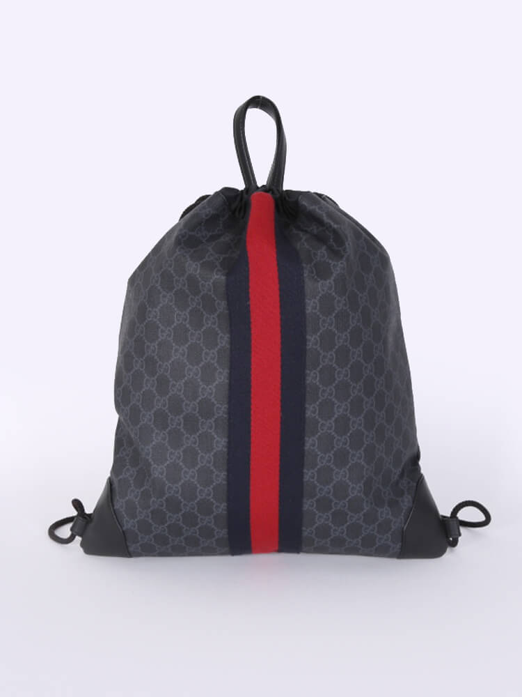 Gucci Draw String GG Supreme Backpack www.luxurybags