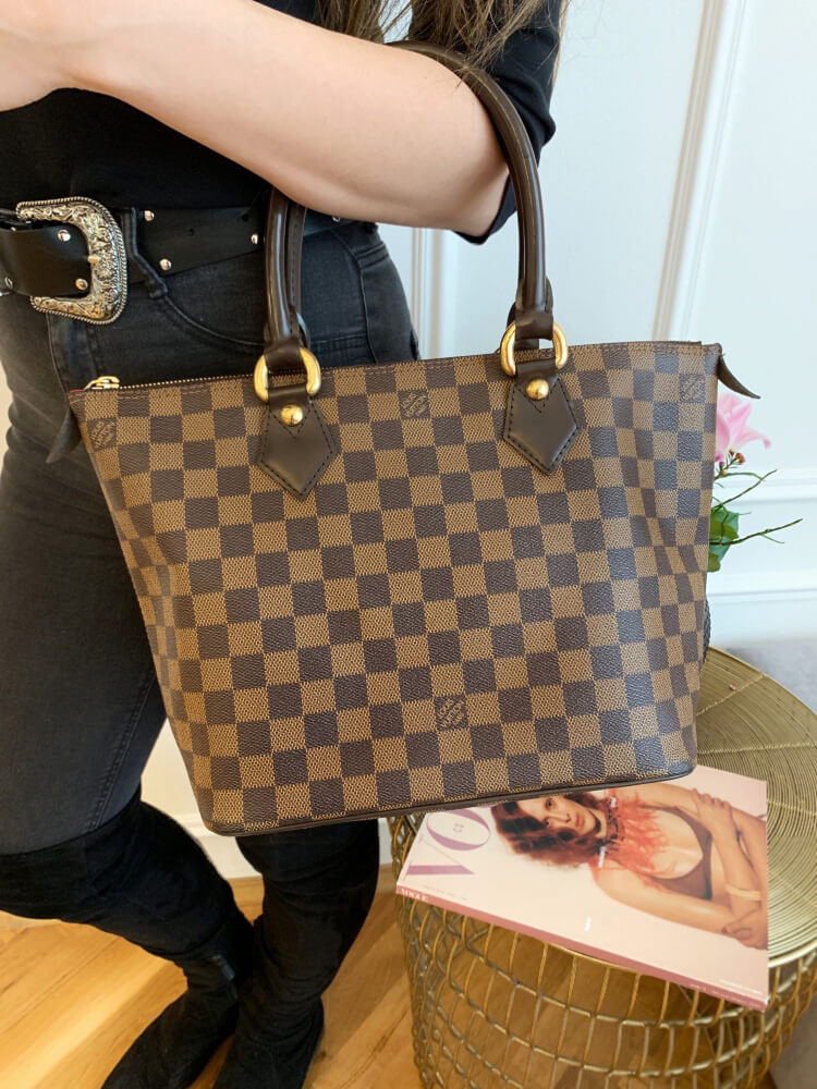 Louis Vuitton Brown, Pattern Print Vintage Damier Ebene Saleya PM