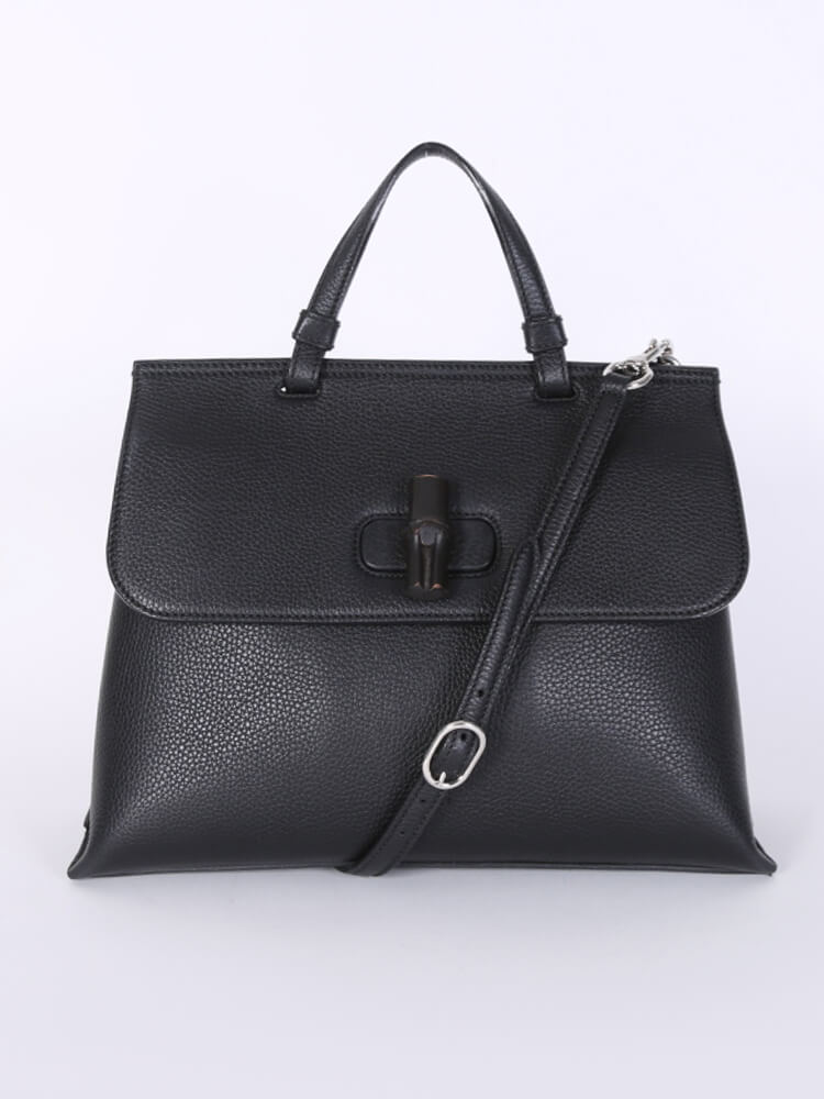 Gucci Bamboo Daily Top Handle Bag Medium Black www.luxurybags