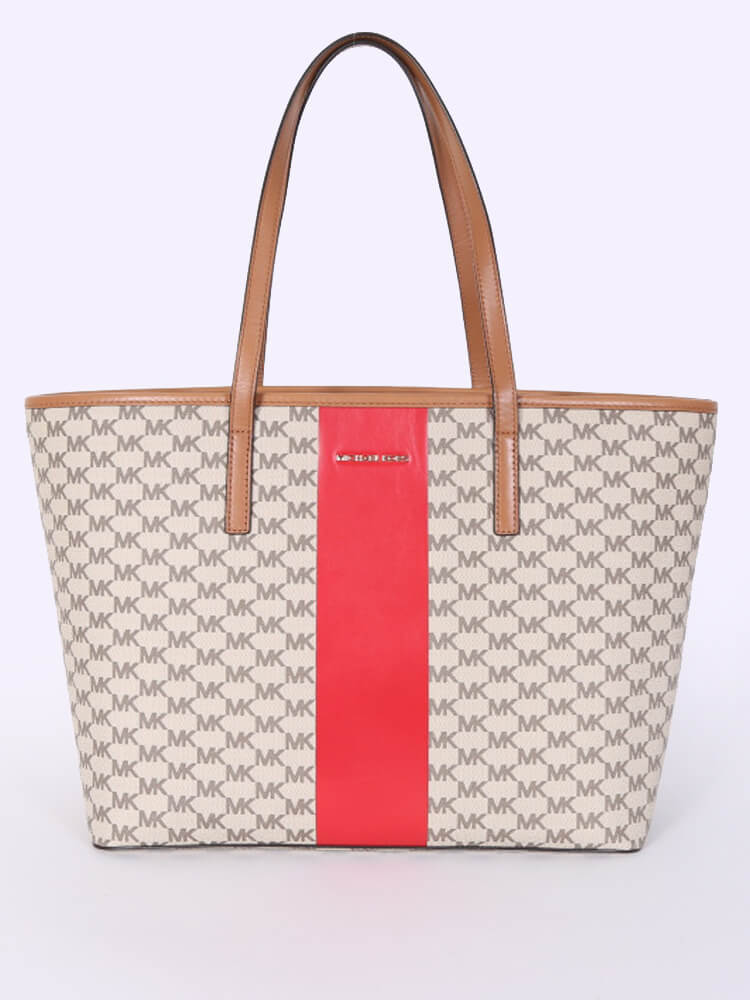 Michael Kors Emry Large Tote Brown Red www.luxurybags