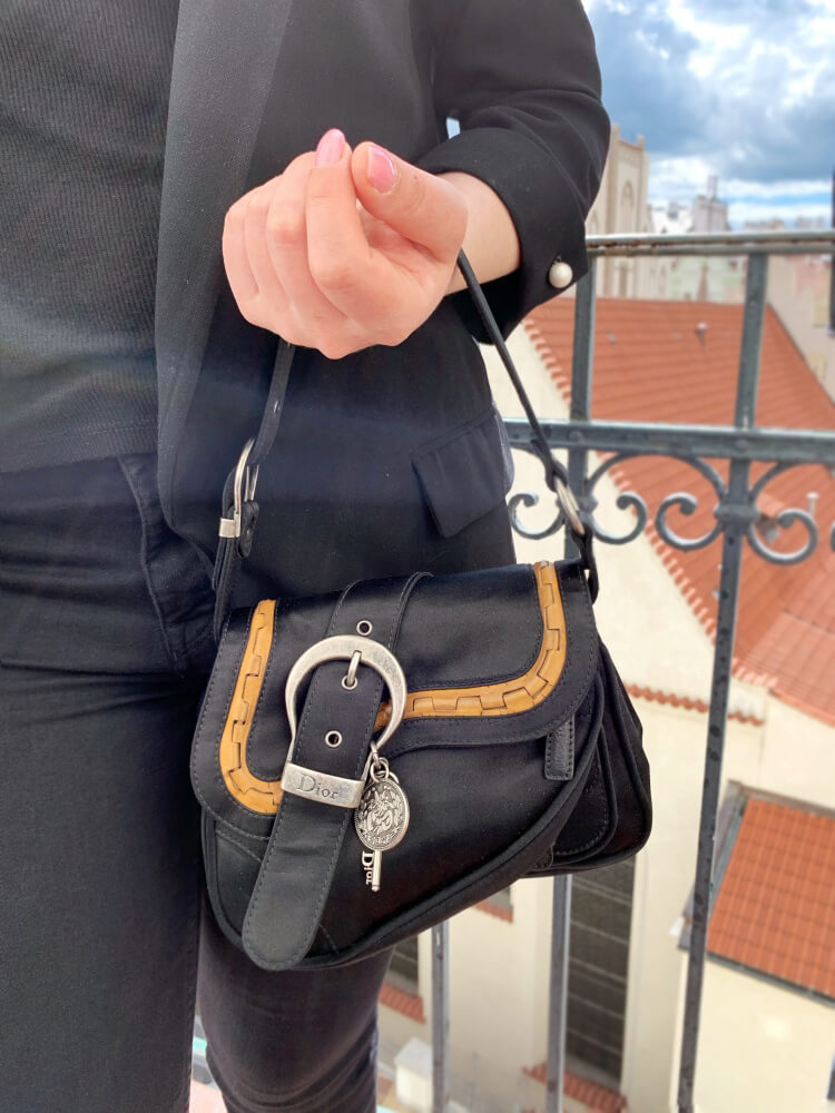 Dior Gaucho Small Satin Noir www.luxurybags
