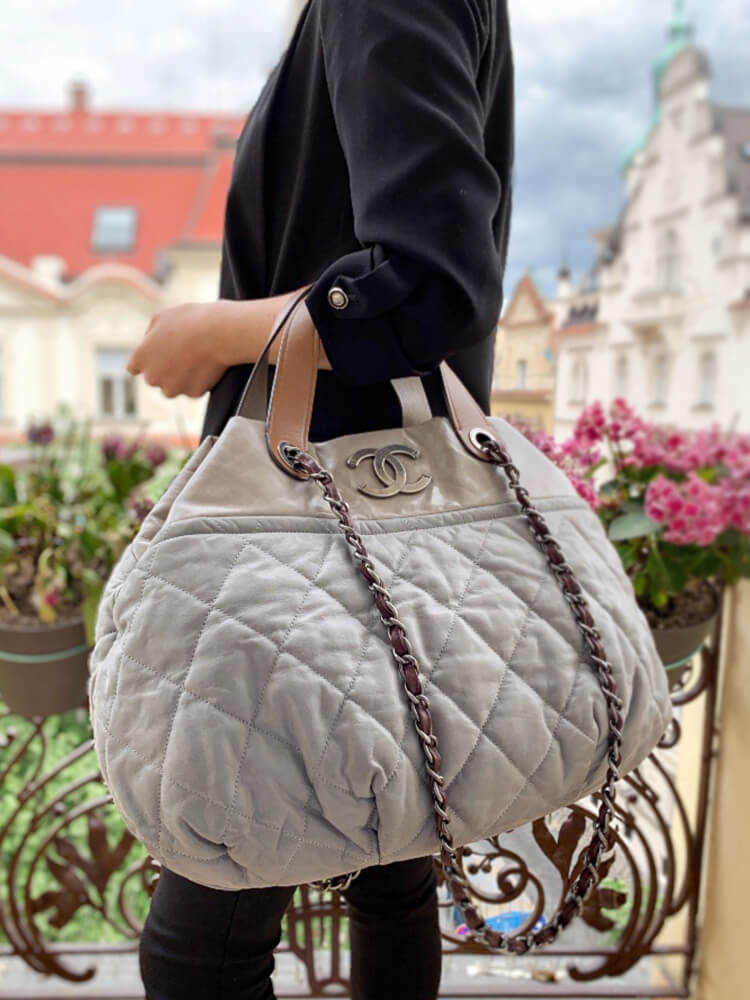 Chanel - In The Mix Small CC Quilted Nubuck Bag Grey