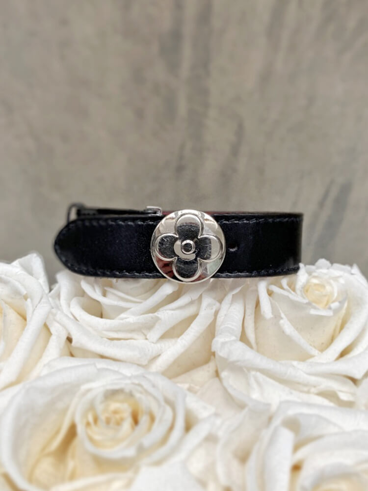 Louis Vuitton Black Laser Cut Leather Flower It Bracelet