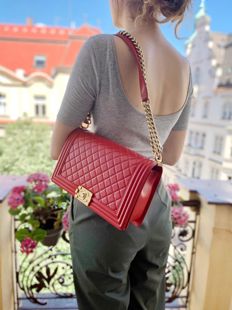 Chanel - Large Boy Flap Bag Calfskin Red