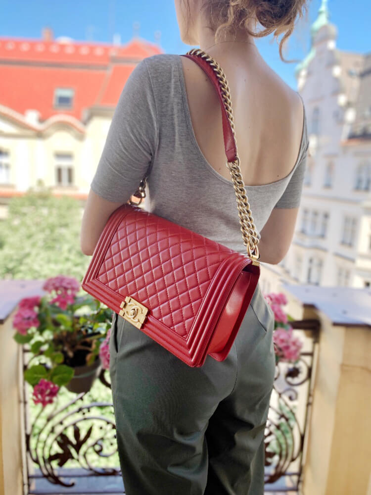 Chanel Red Medium Boy Flap Bag Chanel