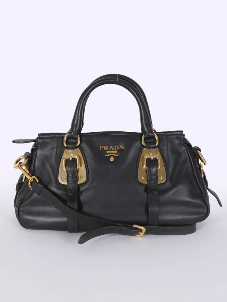 Prada Soft Calf Satchel with Strap Nero www.luxurybags