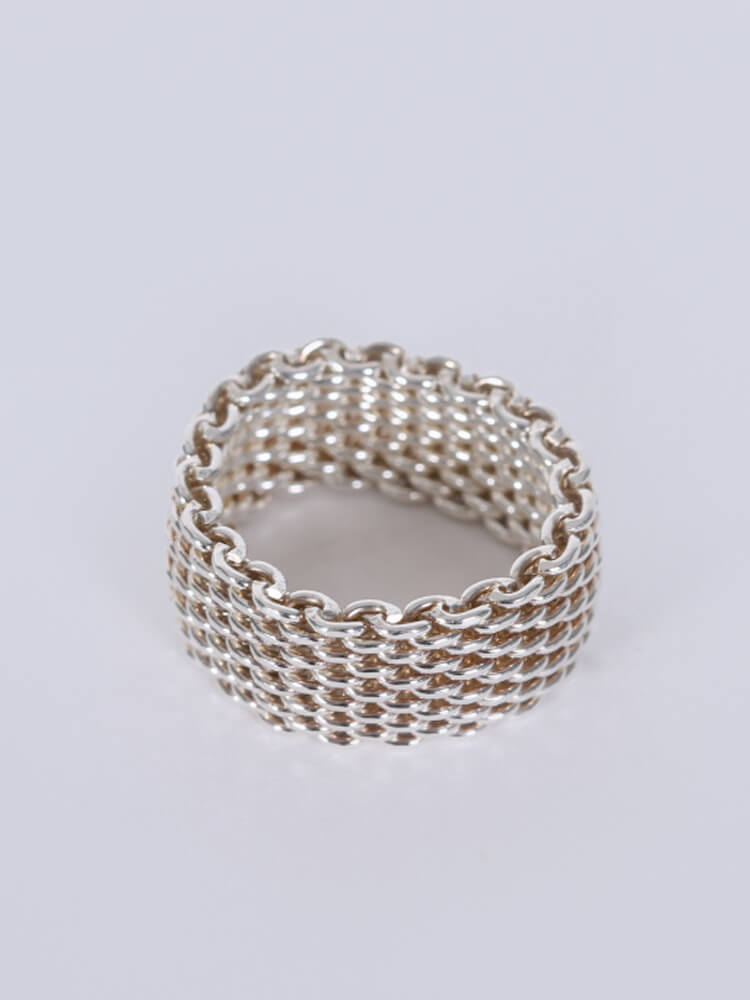 Tiffany Co. Somerset Silver Wide Mesh Ring 52 www.luxurybags