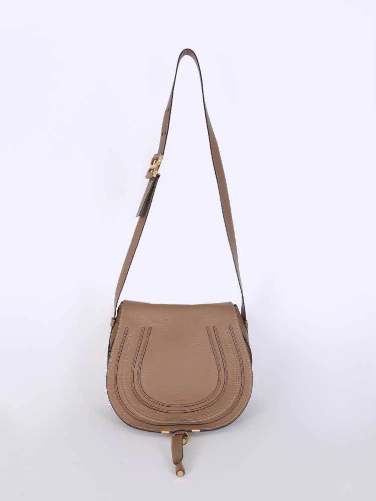 Chloe Marcie Calfskin Saddle Shoulder Bag Nut www.luxurybags
