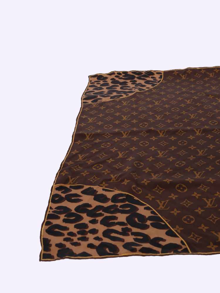 Louis Vuitton Silk Leopard Monogram Square Scarf 131181