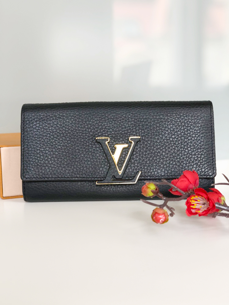 Louis Vuitton Capucines Taurillon Leather Wallet Noir www.luxurybags