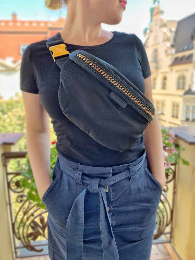 Black nylon bum bag on sale