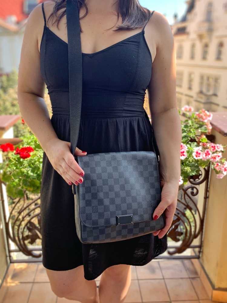 Louis Vuitton // Black Damier Graphite District PM Messenger Bag