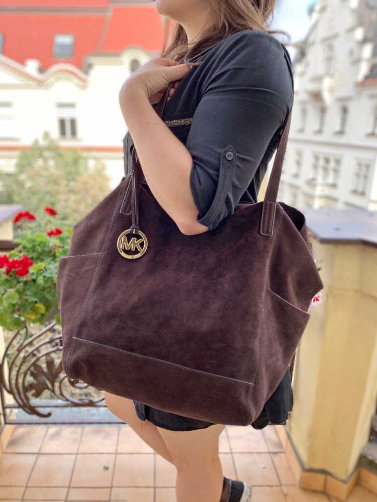 Michael kors suede handbag deals