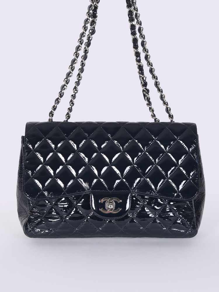 Chanel - Jumbo Classic Single Flap Bag Patent Dark Blue