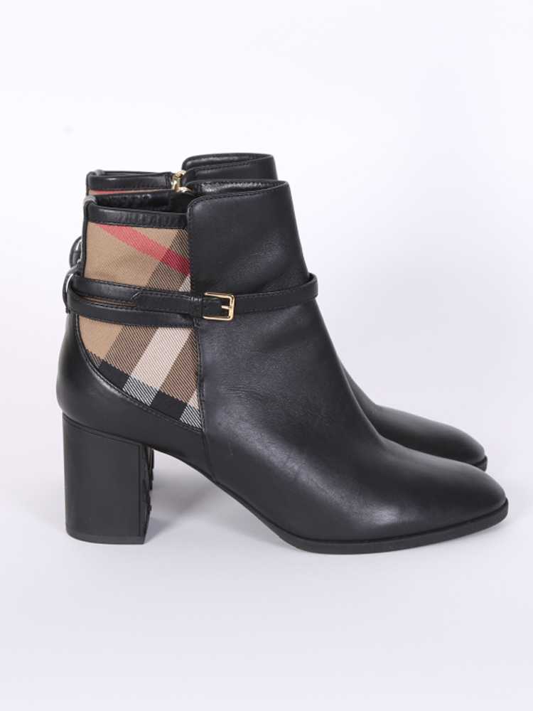 House check and discount leather ankle boots
