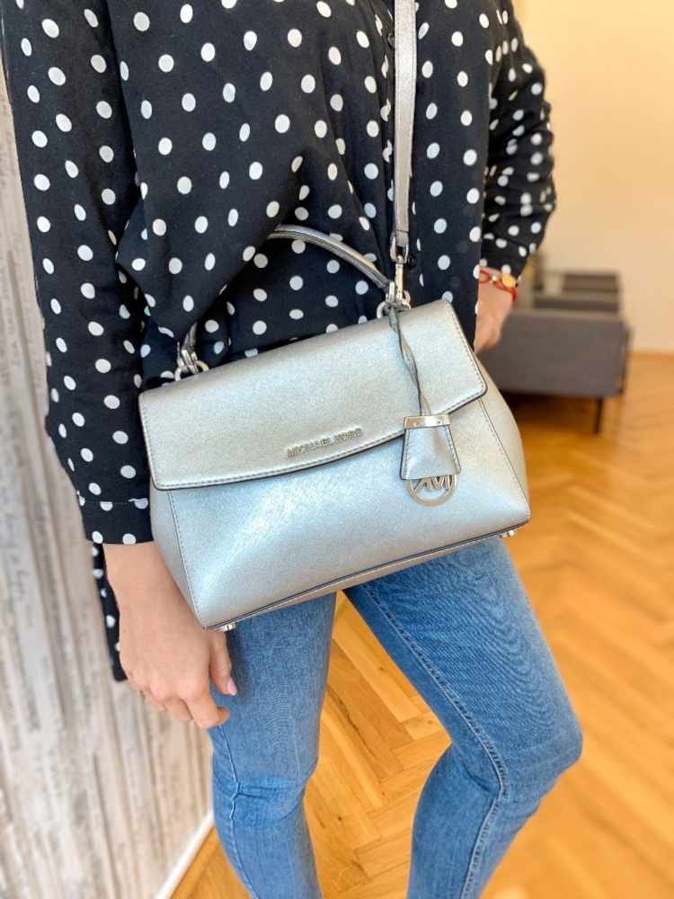 Ava leather handbag Michael Kors Silver in Leather - 34537552