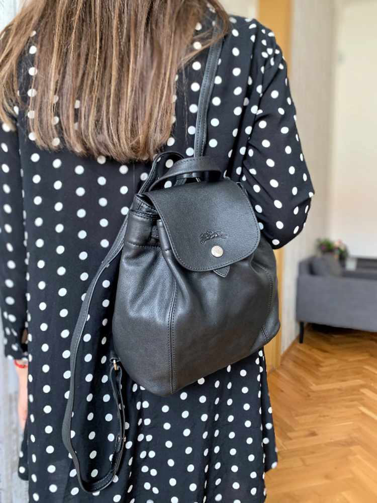 Longchamp Le Pliage Cuir Backpack Black