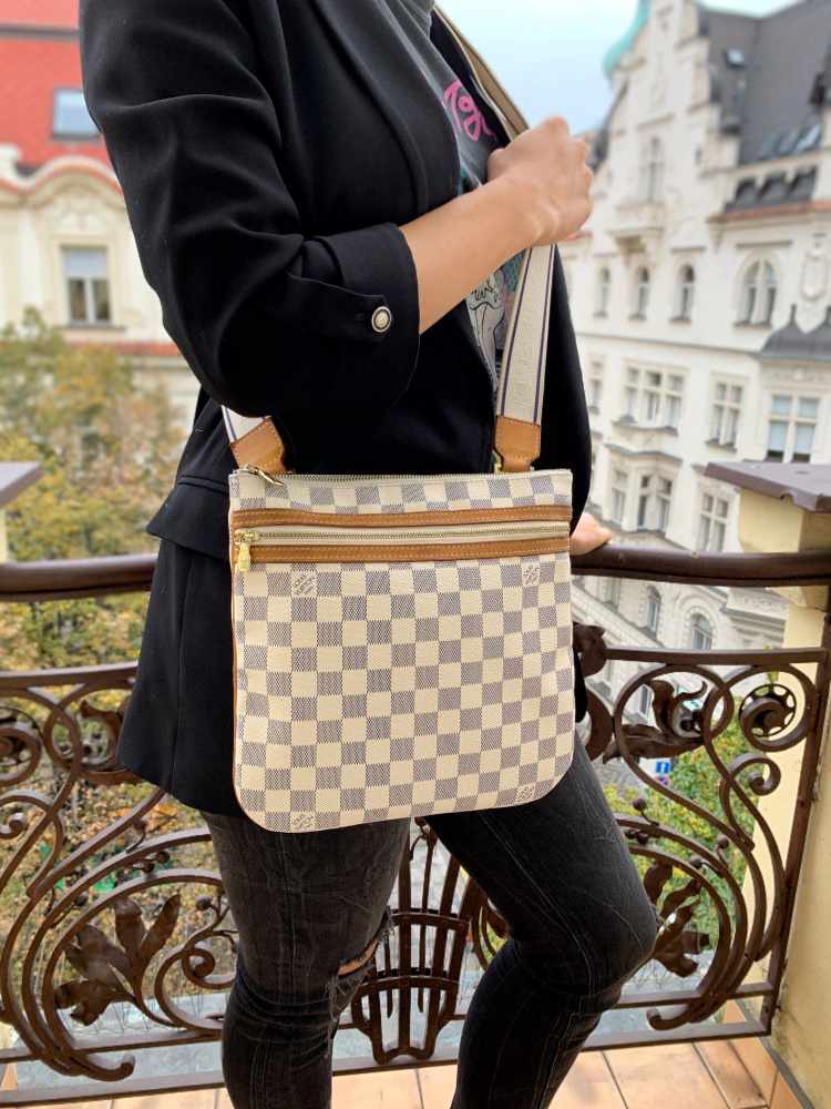 LOUIS VUITTON Damier Azur Pochette Milla MM | FASHIONPHILE