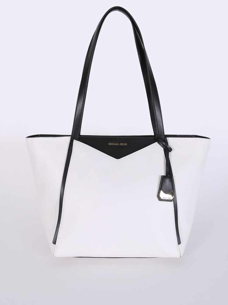 Michael Kors Whitney Large Leather Tote White Black www.luxurybags