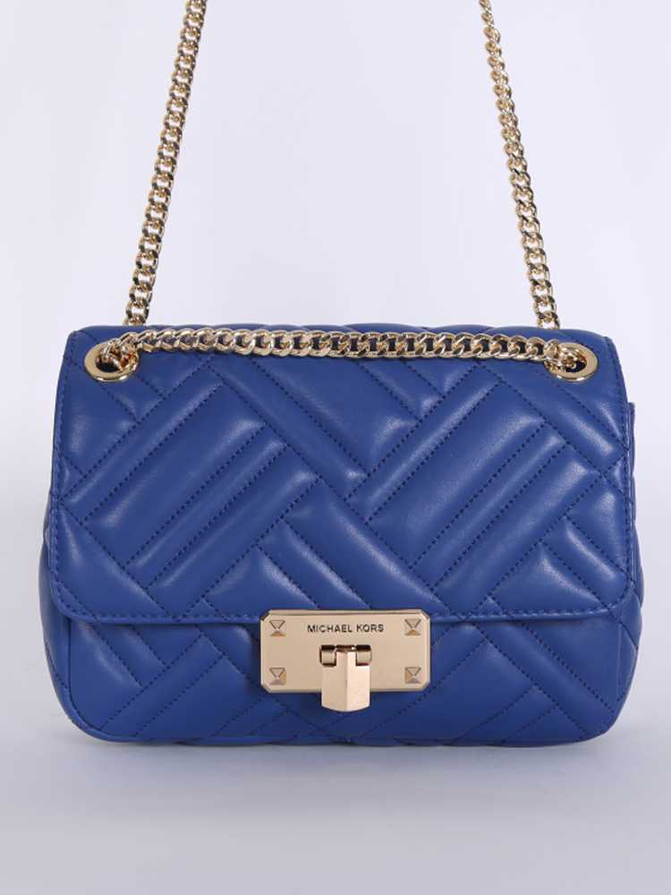 Michael Kors Peyton Quited Lambskin Crossbody Blue www.luxurybags