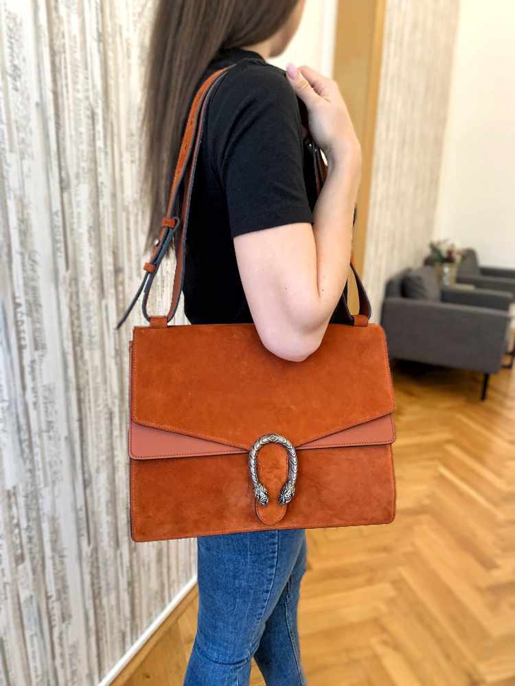 Gucci Dionysus Suede Tiger Head Messenger Orange www.luxurybags