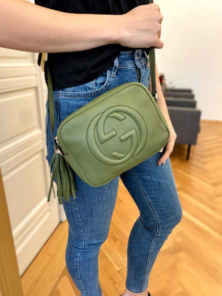 Gucci Soho Leather Disco Bag Khaki www.luxurybags