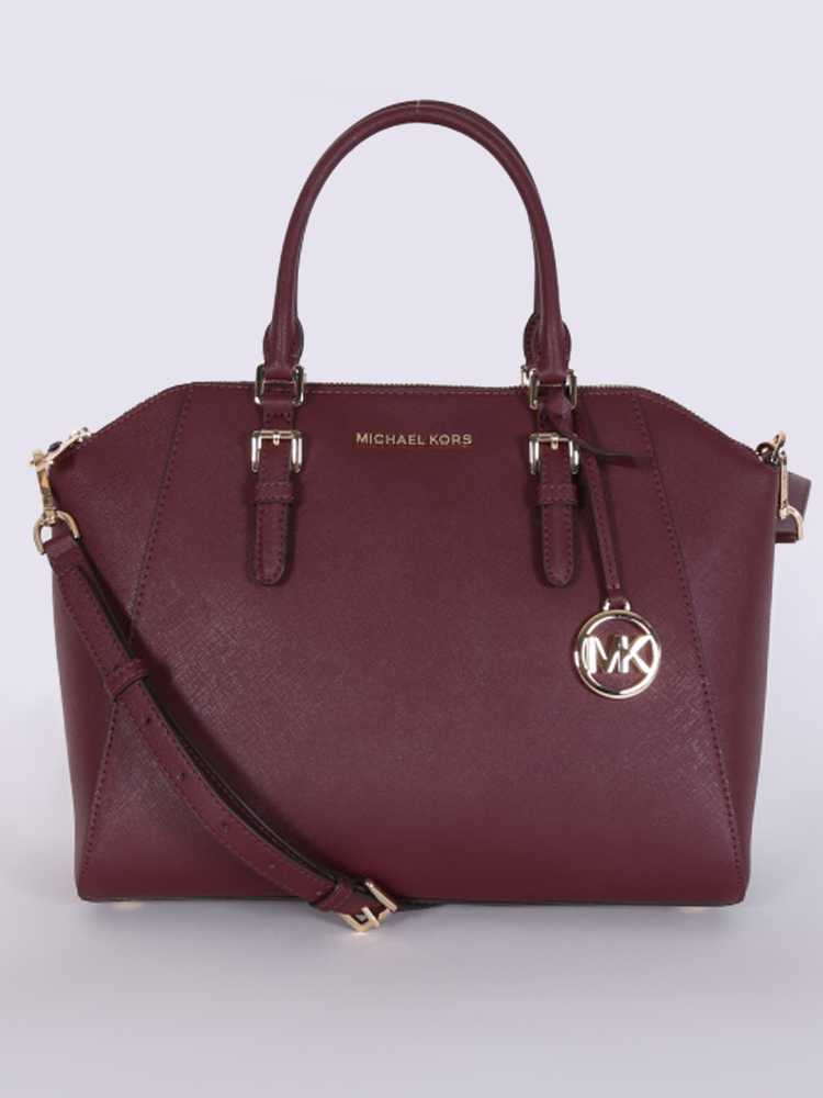 Michael Kors Ciara Large Leather Satchel Burgundy www.luxurybags