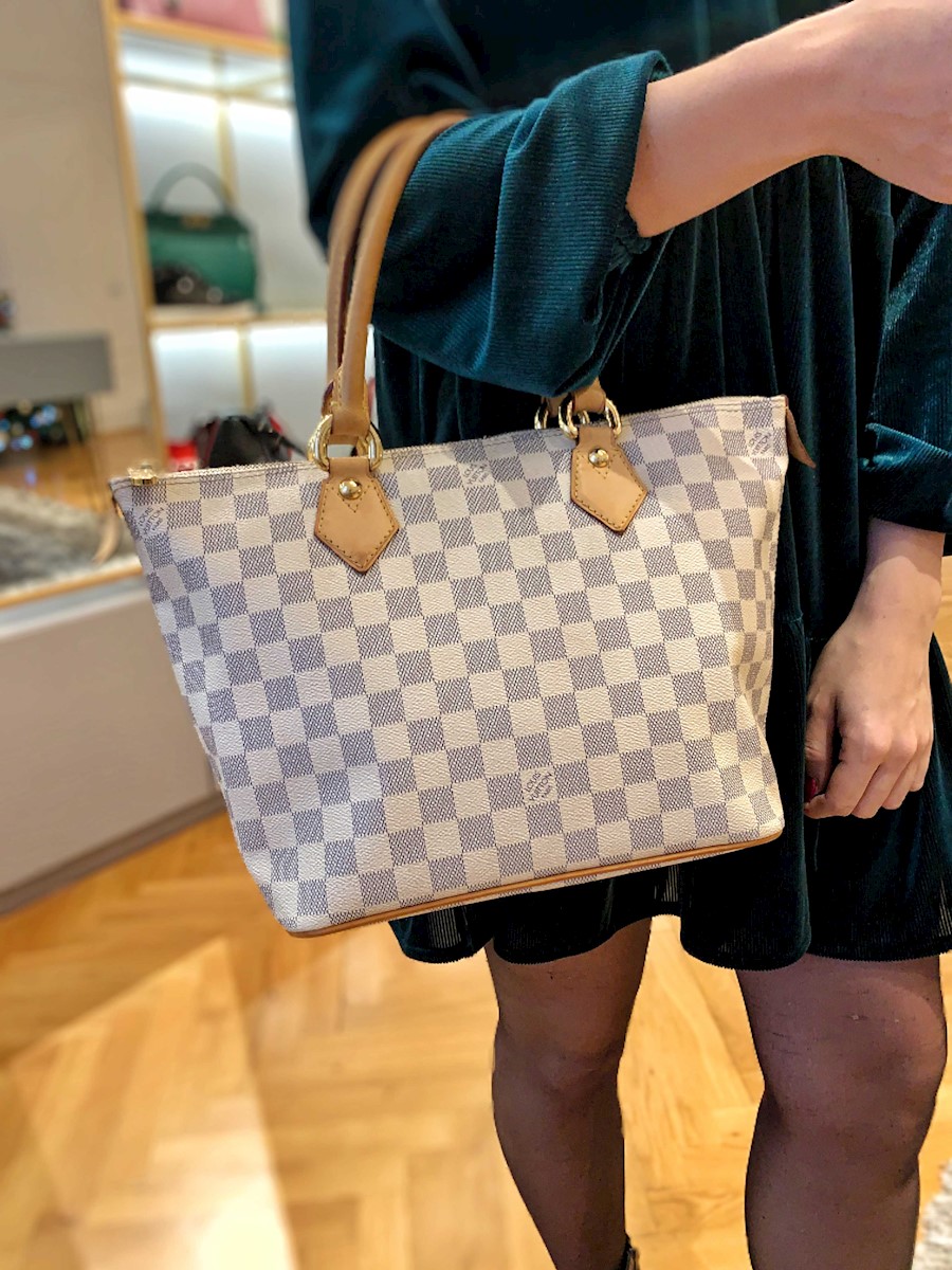 White Louis Vuitton Damier Azur Saleya PM Handbag