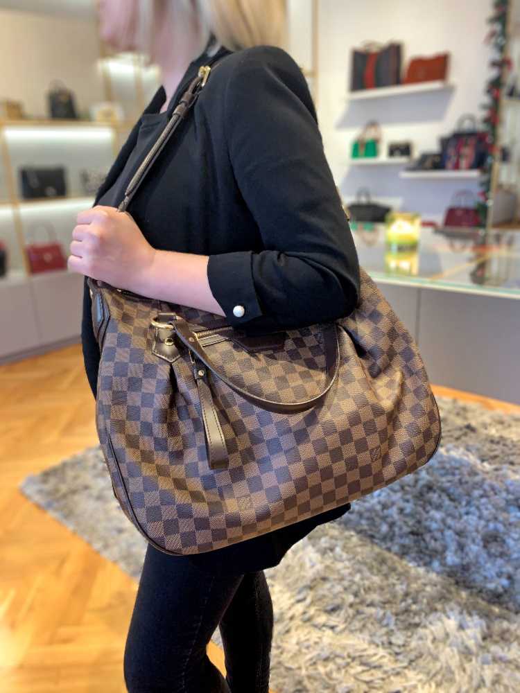 Louis Vuitton Damier Ebene Evora MM Tote Shoulder Bag