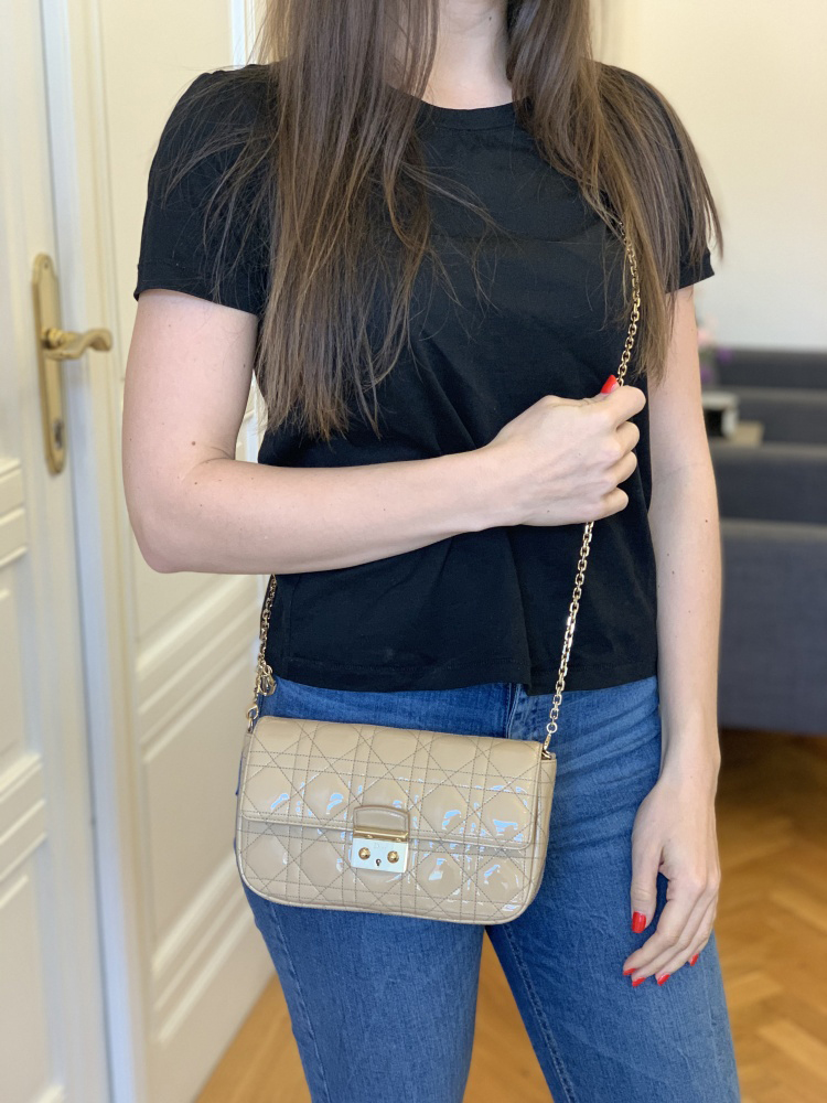 Dior Miss Dior Promenade Cannage Patent Beige www.luxurybags