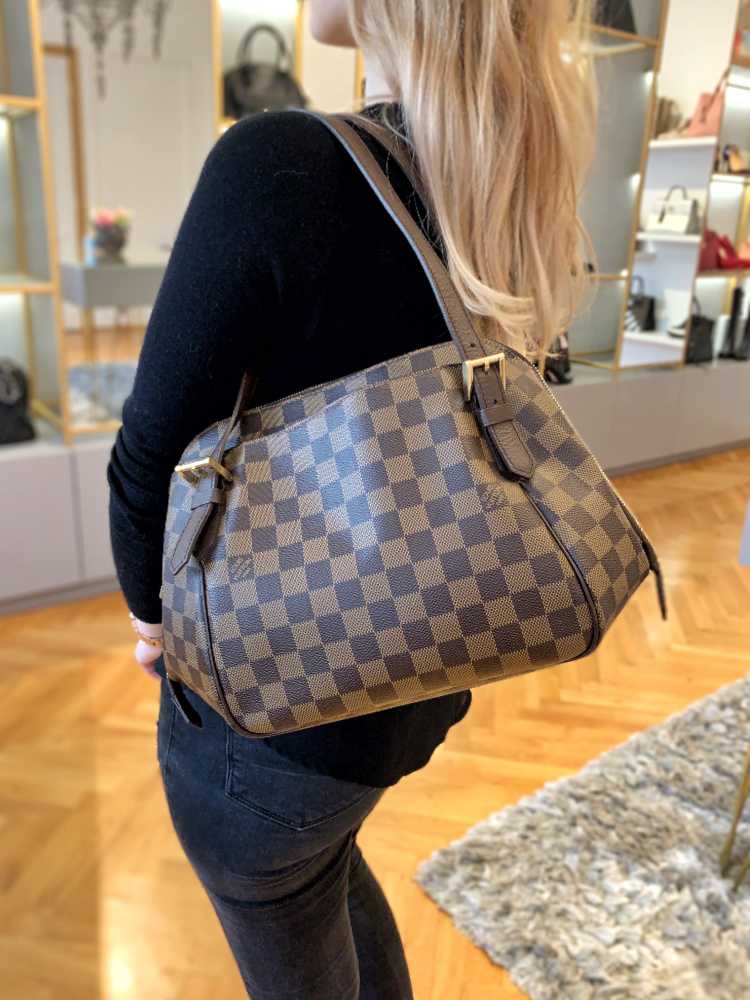 Louis Vuitton Belem PM Damier Ebene Satchel Bag Brown