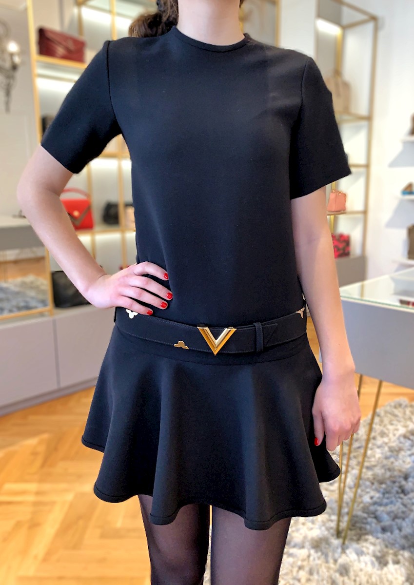 Louis Vuitton - Large Frill Detail Wool & Silk Dress with V Belt
