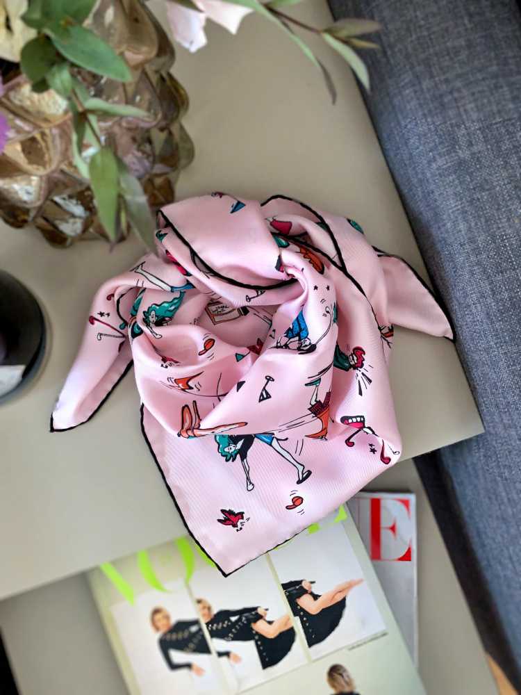 Prada Golf Print Limited Silk Scarf Pink www.luxurybags