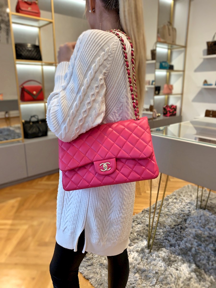 Pink chanel jumbo flap deals