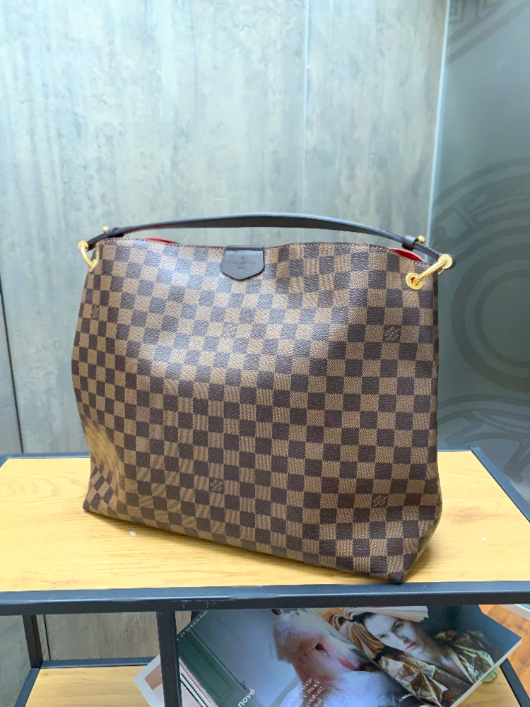 Louis Vuitton Graceful MM Damier Ebene Canvas Hobo www.luxurybags