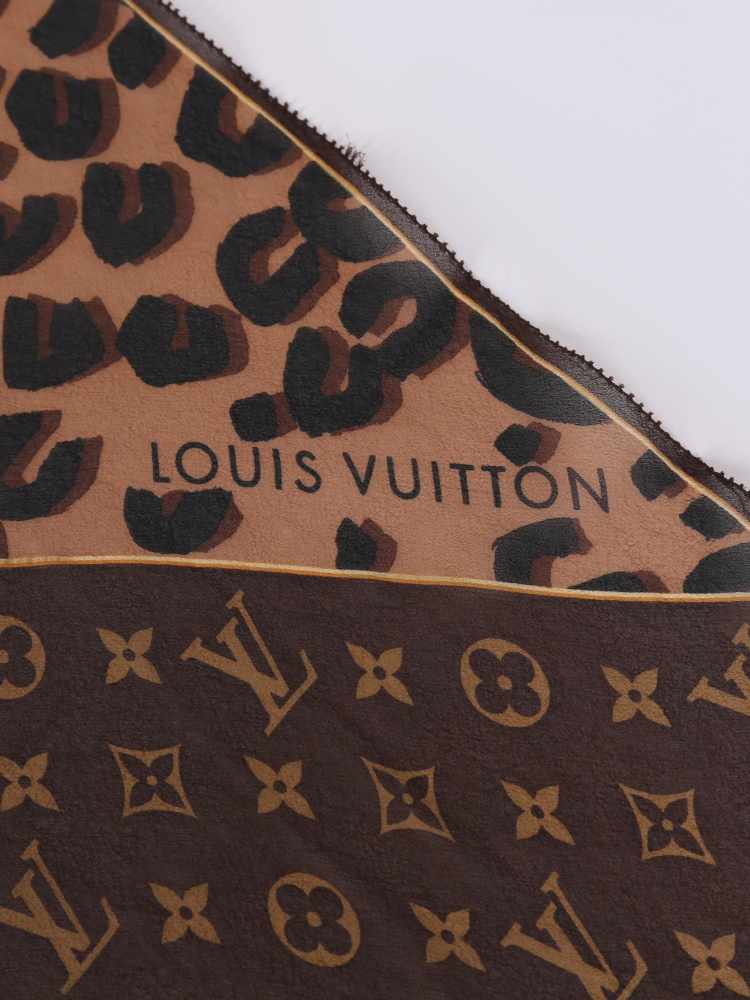 Louis Vuitton Brown Monogram and Leopard Print Silk Chiffon Bandeau Scarf  ref.474207 - Joli Closet