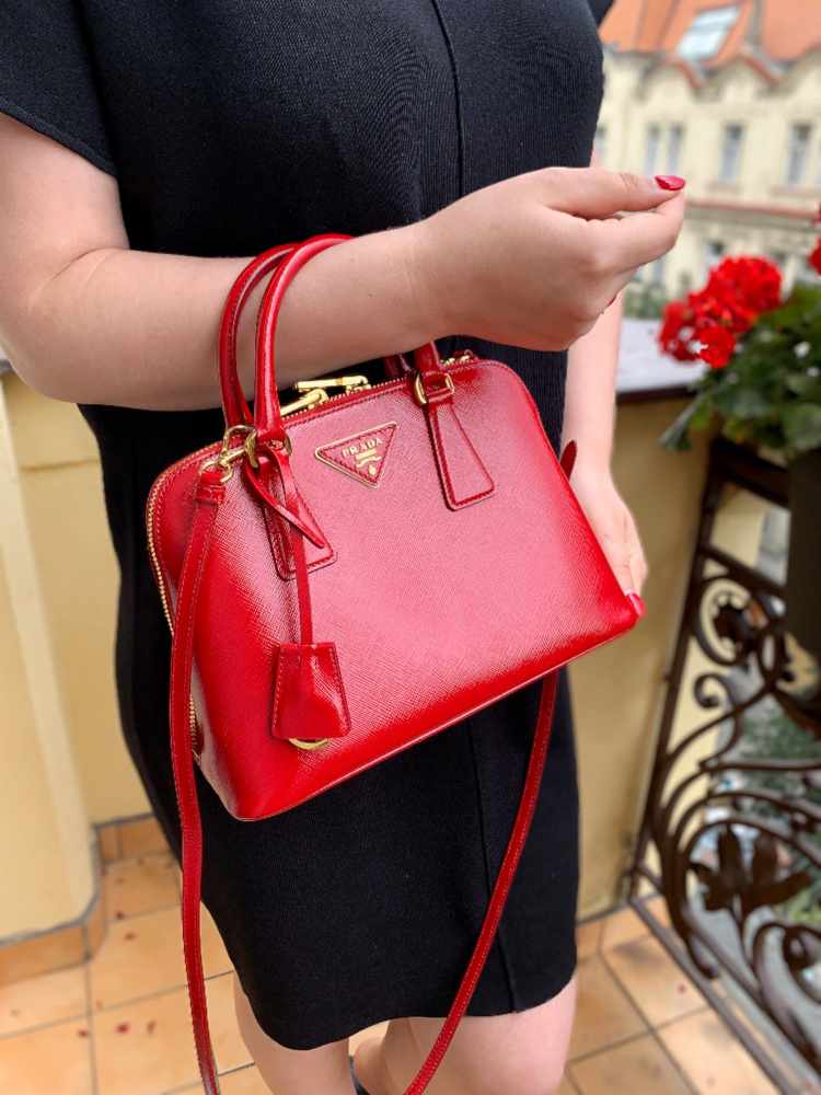 Prada, Bags, Prada Saffiano Vernice Frame Bag In Red