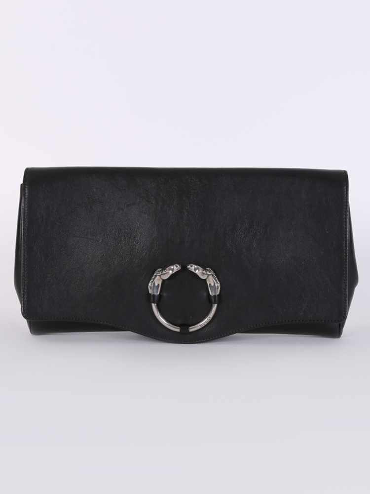 Gucci Ribot Horse Head Detail Leather Clutch Nero www.luxurybags