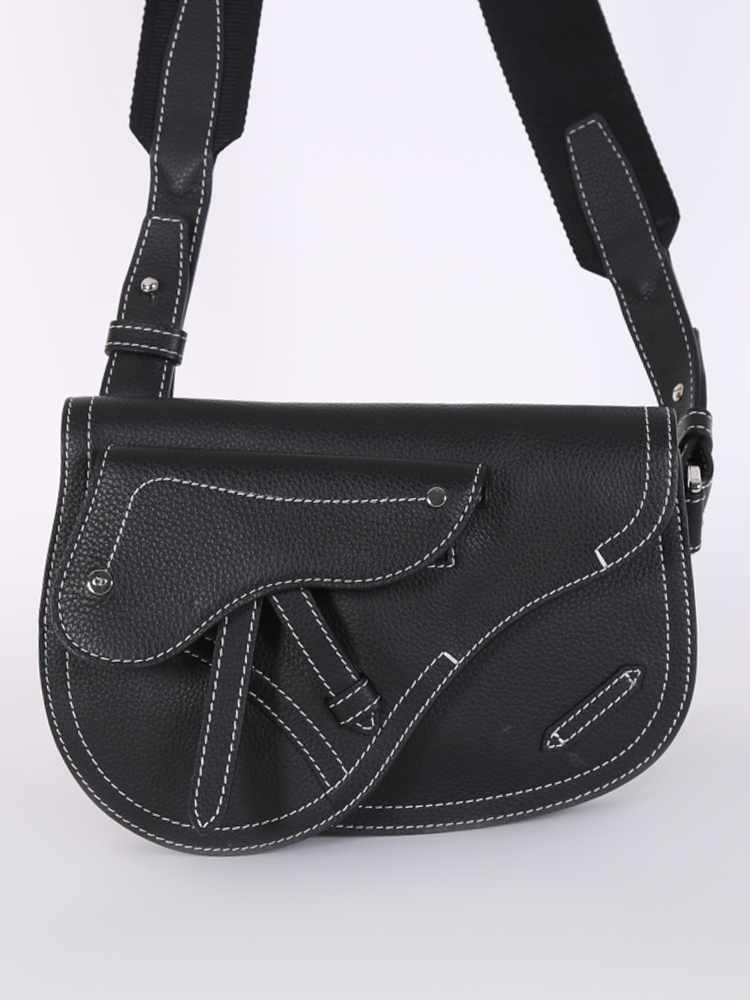 Dior X KAWS Saddle Calfkin Men Crossbody Noir www.luxurybags
