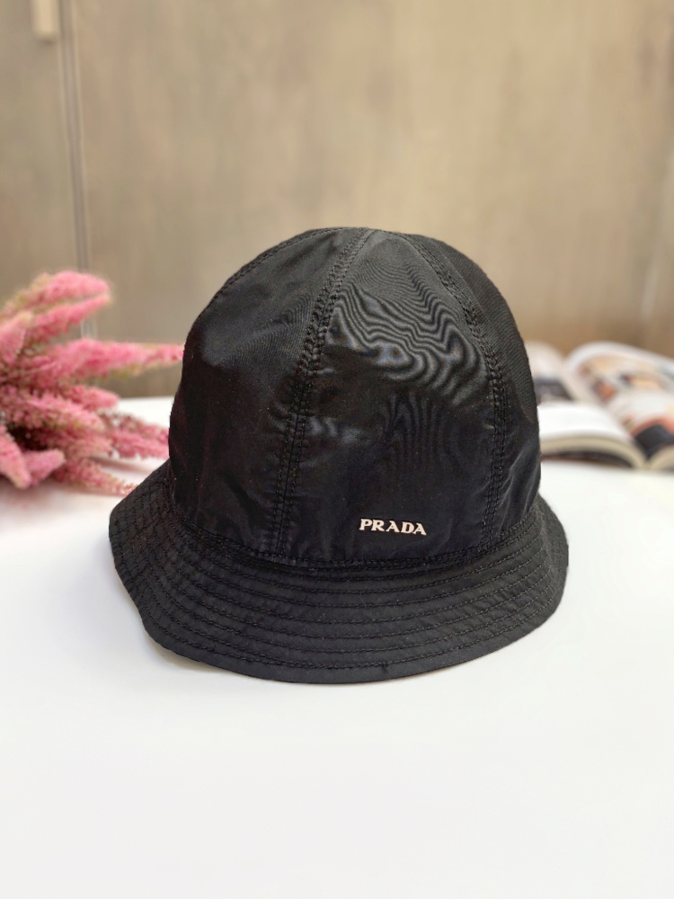 Prada Metal Logo Silk Cap Black M www.luxurybags