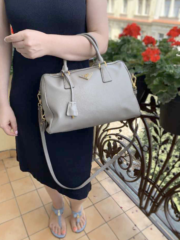 Prada Saffiano Lux Bowler Bag Argilla www.luxurybags