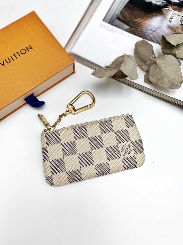 Louis Vuitton Key Coin Pouch Damier Azur White