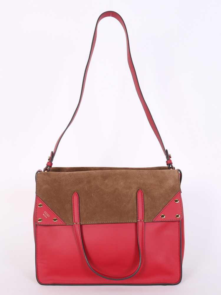 Fendi Fendi Flip Large Calfskin Suede Tote Bag Red Brown www.luxurybags