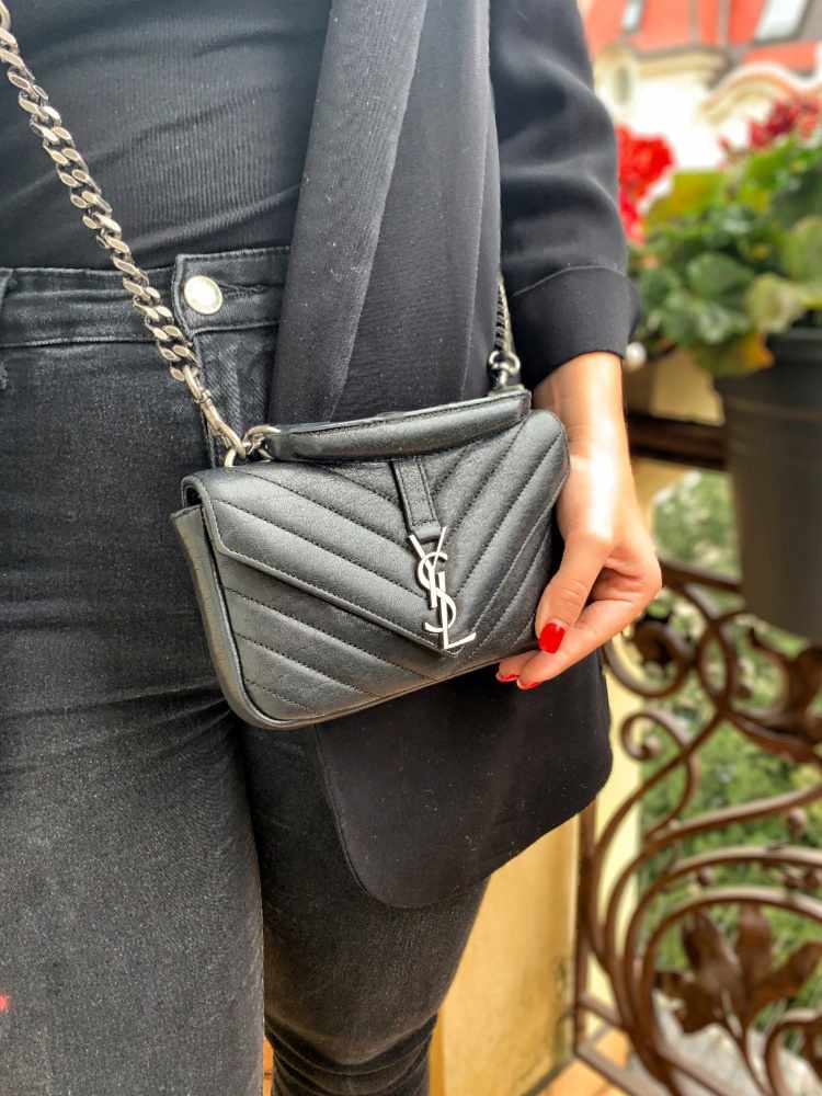 Saint Laurent Paris College Lambskin Chain Wallet Black www.luxurybags