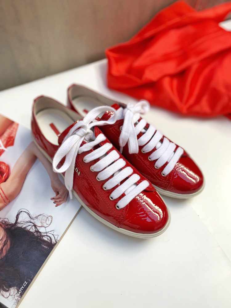 Prada Patent Leather Sneakers Red 38 www.luxurybags