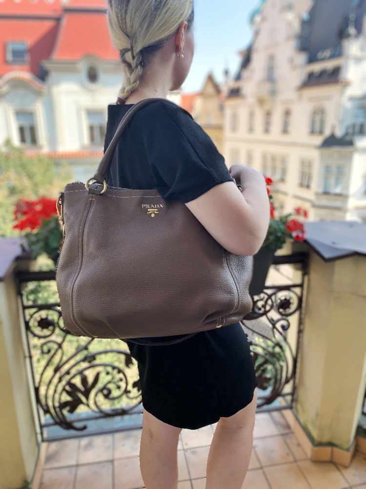 Prada Sacca 2 Manici Vitello Daino Bruciato www.luxurybags