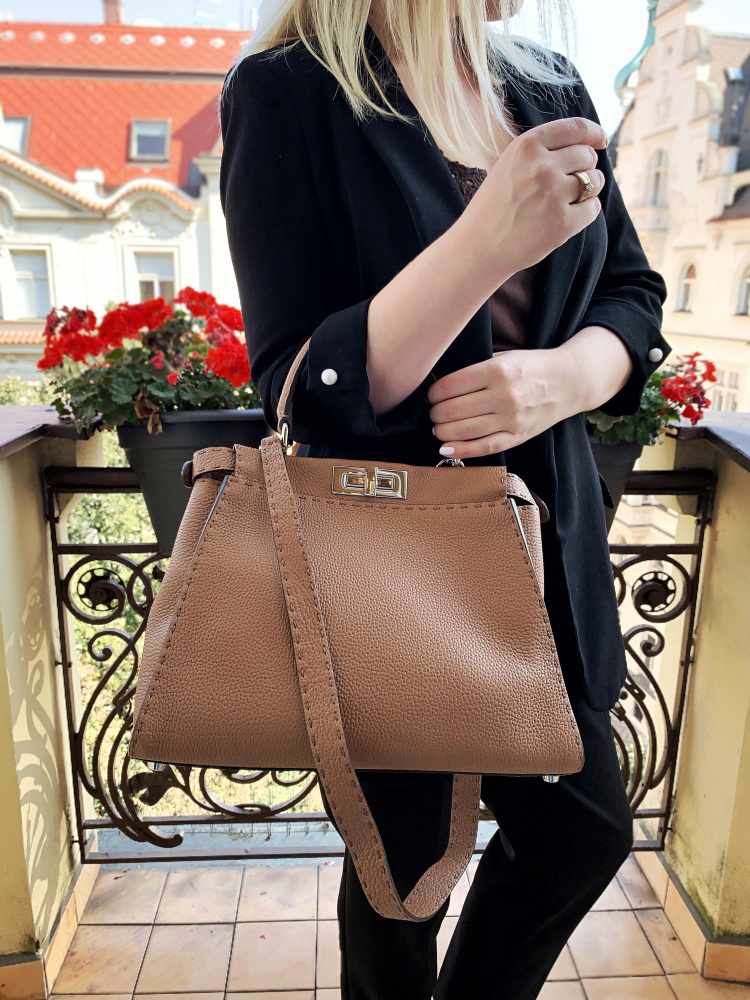 Fendi Peekaboo Iconic Medium Selleria Roman Leather Brown www.luxurybags