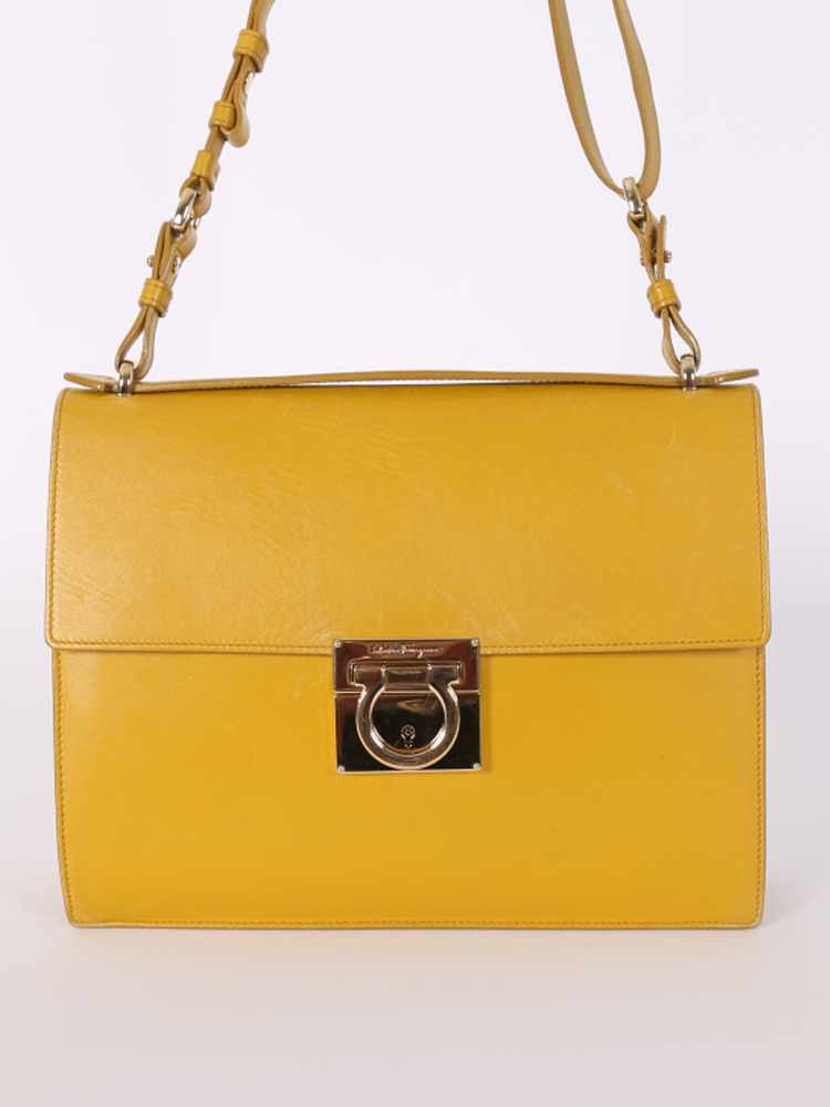 Salvatore Ferragamo Gancio Lock Leather Shoulder Bag www.luxurybags