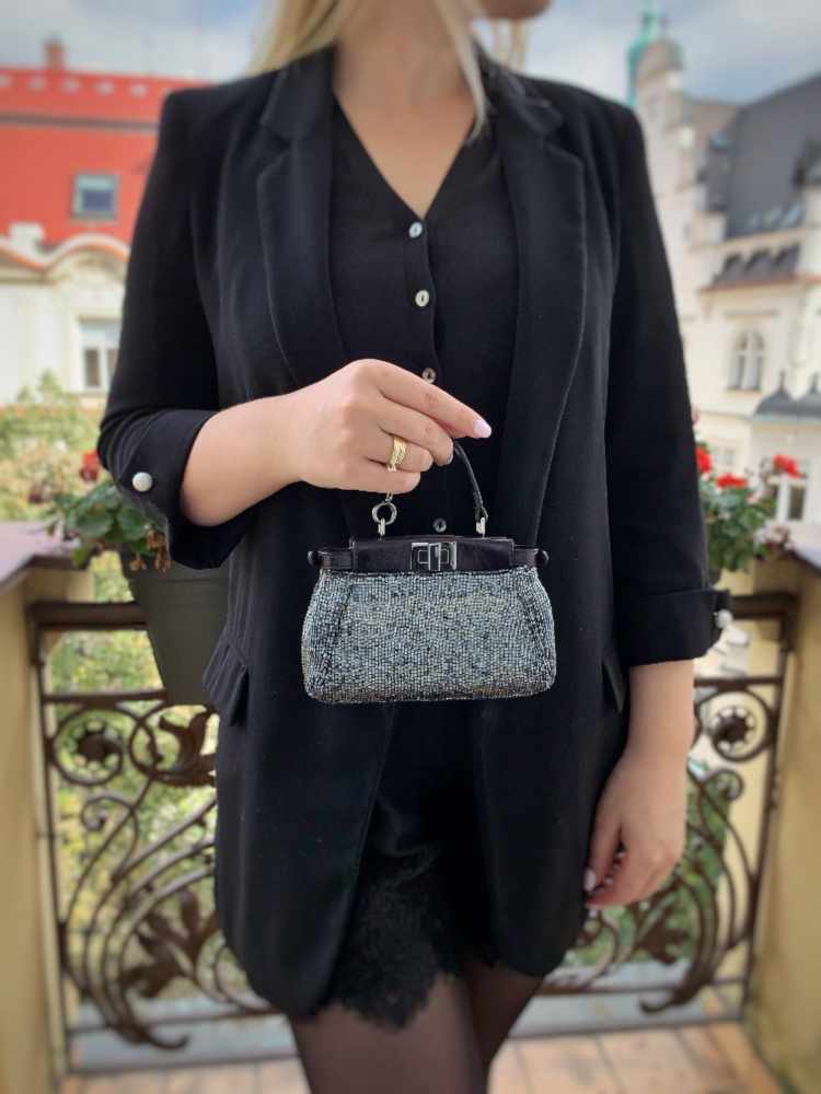 Fendi Micro Peekaboo Bead Embellished Black www.luxurybags